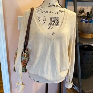 Y2K Silk & Cashmere Moda International Beige V-Neck Sweater Victorias Secret XL